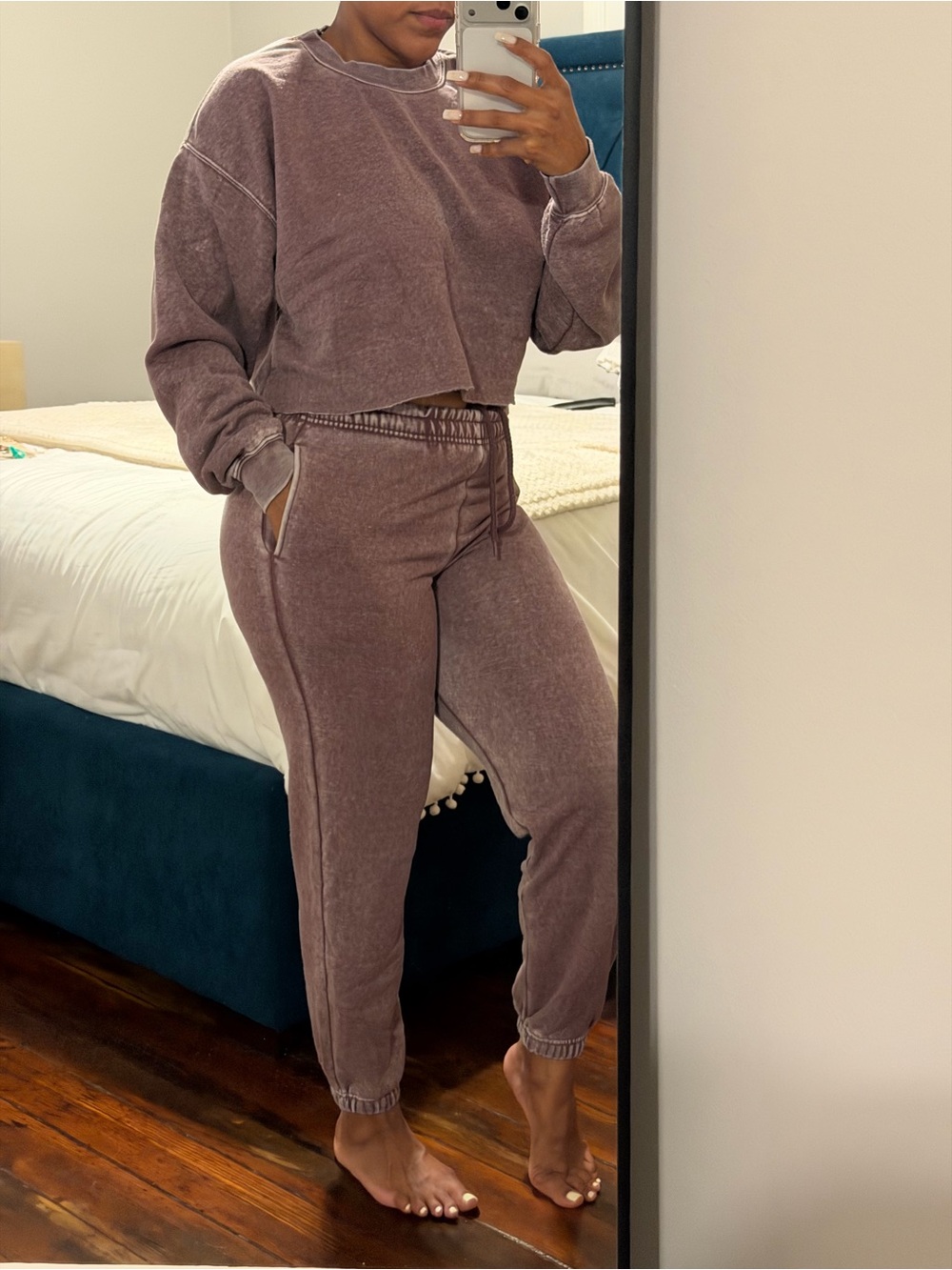 Fashion Nova Cozy Acid Washed Women's Jogger Set in Plum